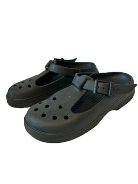 Crocs Mary Jane Clogs Black Slip On Comfort Shoes Women’s size 9 casual